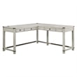 Baton Rouge L-Shape Desk in Champagne Oak Finish Engineered Wood