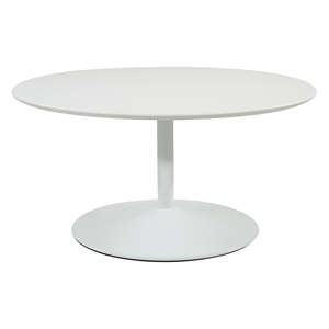 OSP Home Furnishings Flower Coffee Table with White Top and White Metal Base