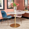 OSP Home Furnishings Flower Dining Table with White Top and Brass Metal Base