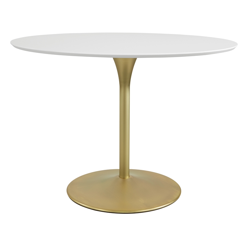 OSP Home Furnishings Flower Dining Table with White Top and Brass Metal Base