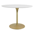 OSP Home Furnishings Flower Dining Table with White Top and Brass Metal Base
