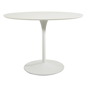 OSP Home Furnishings Flower Dining Table with White Top and Metal Steel Base
