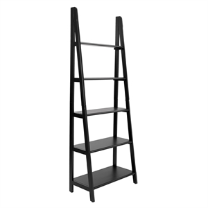 brookings wood ladder bookcase in black finish