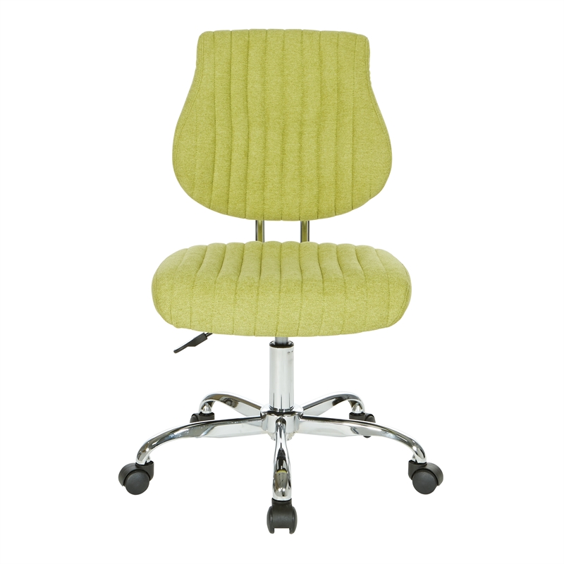 Sunnydale Office Chair in Basil Green Fabric with Chrome Base