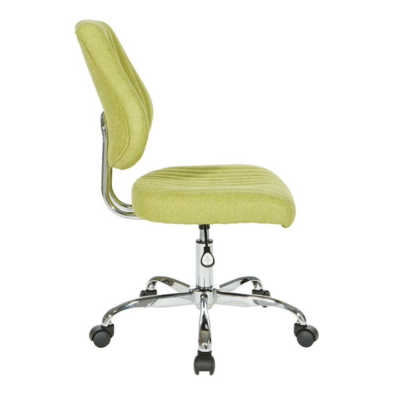 Sunnydale Office Chair in Basil Green Fabric with Chrome Base