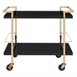 Alios Serving Cart in Black Metal and Gold Frame