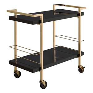 alios serving cart in black metal and gold frame