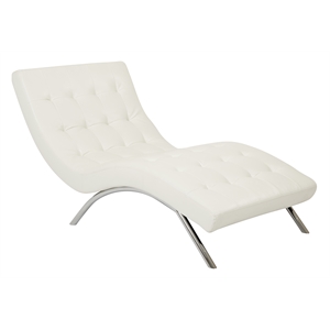blake tufted chaise in white faux leather with chrome k/d base