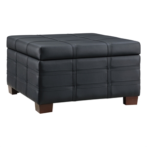detour strap square storage ottoman in faux leather