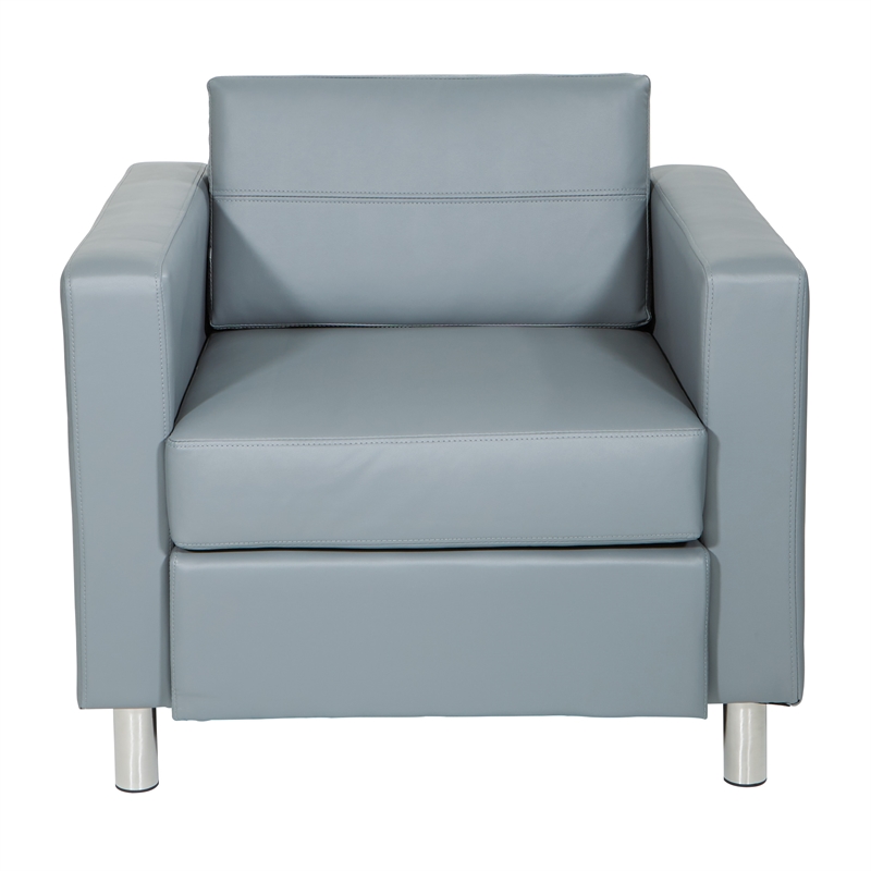 Pacific Armchair In Charcoal Gray Faux Leather