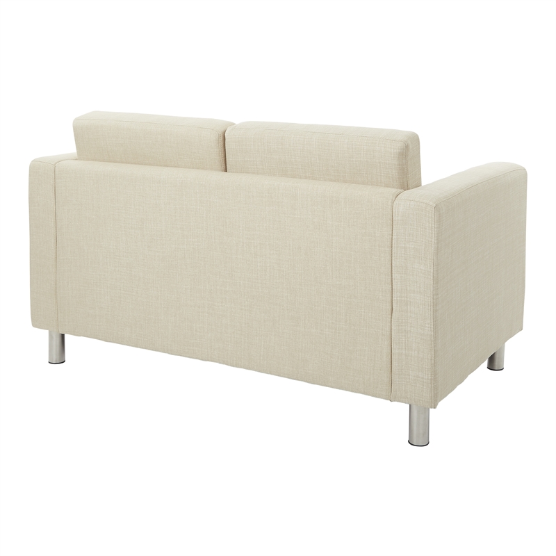 Pacific Loveseat In Cream Fabric With Chrome Colored Legs