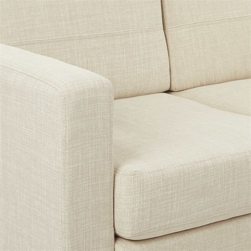 Pacific Loveseat In Cream Fabric With Chrome Colored Legs