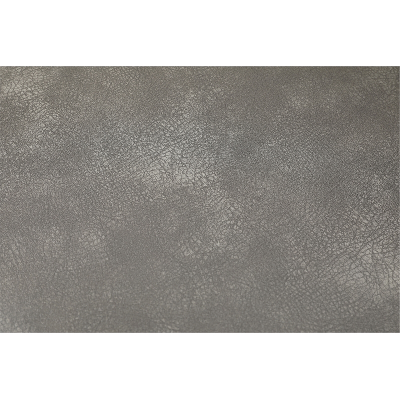 Brooks Accent Chair in Gray Faux Leather with Gold Stitch and Black Legs