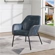 Brooks Accent Chair in Navy Faux Leather with Gold Stitch and Black Legs