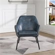 Brooks Accent Chair in Navy Faux Leather with Gold Stitch and Black Legs