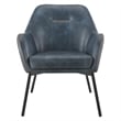 Brooks Accent Chair in Navy Faux Leather with Gold Stitch and Black Legs