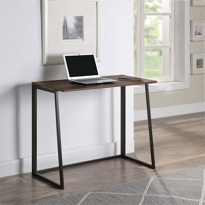 Contempo Toolless Folding Desk with Ozark Ash Engineered Wood Top