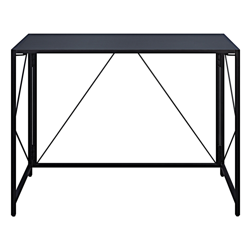 Ravel Tool-less Folding Desk with Black Engineered Wood Top and Metal Frame
