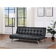 Sawyer Futon in Black Faux Leather with Stainless Steel Legs