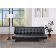 Sawyer Futon in Black Faux Leather with Stainless Steel Legs