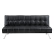 Sawyer Futon in Black Faux Leather with Stainless Steel Legs