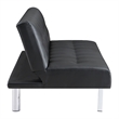 Sawyer Futon in Black Faux Leather with Stainless Steel Legs