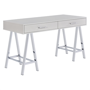 vivid desk with 2 drawers in gray engineered wood top and chrome base