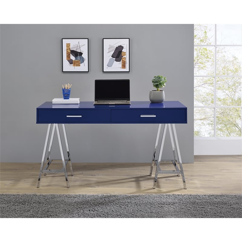 Chrome desk store with drawers