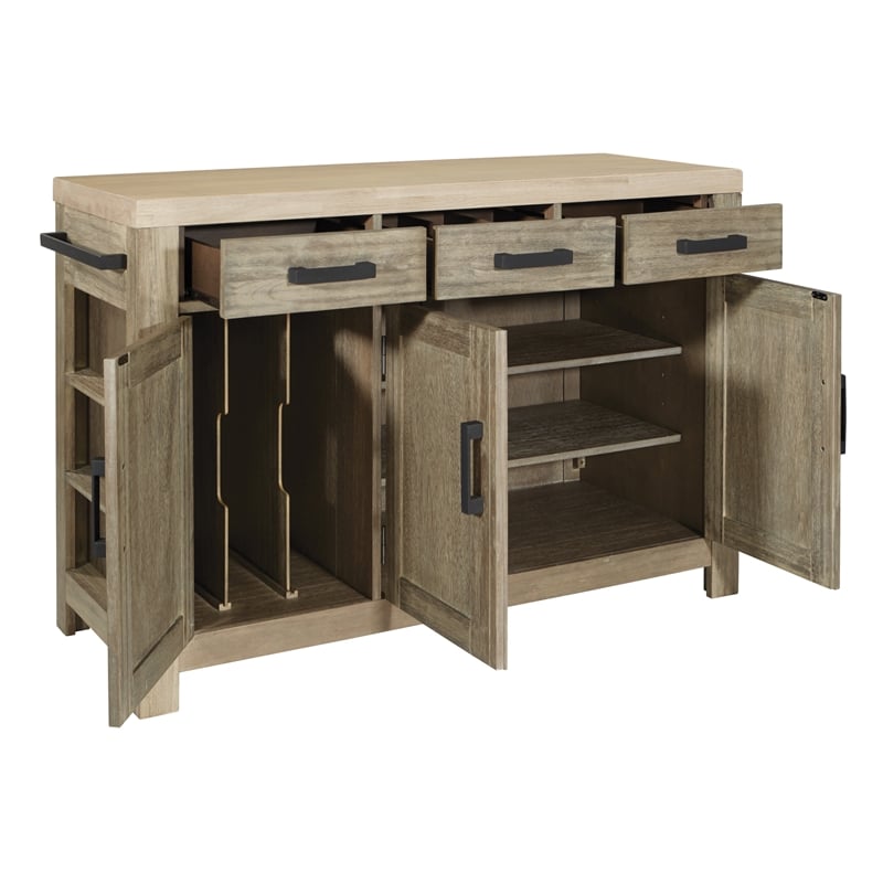Cocina Kitchen Island in Natural with Spice Rack and Engineered Wood Top