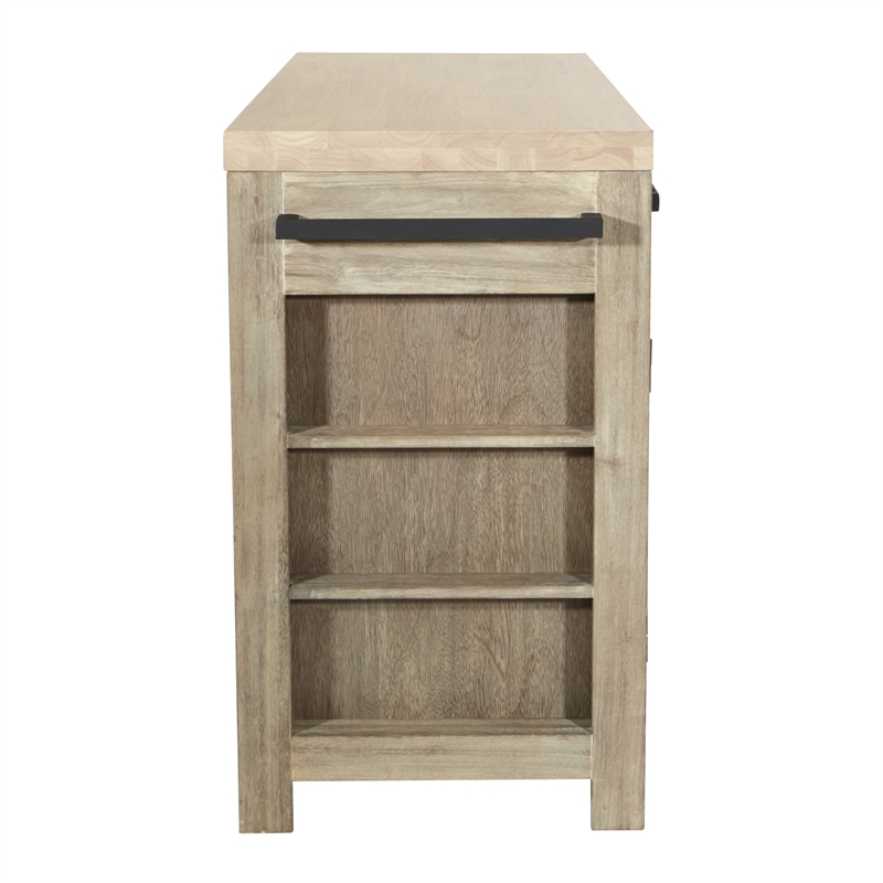 Cocina Kitchen Island in Natural with Spice Rack and Engineered Wood Top