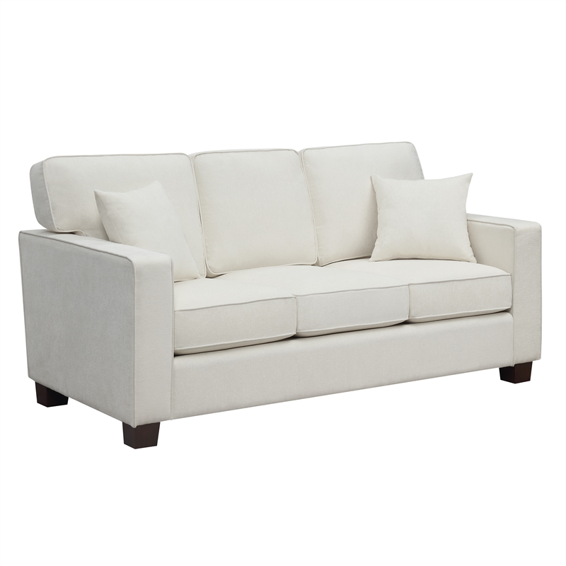 Russell 3 Seater Sofa in Ivory White Fabric 3 Carton