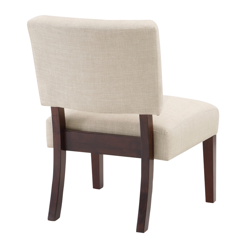 Jasmine Accent Chair in Cream Fabric with solid wood legs