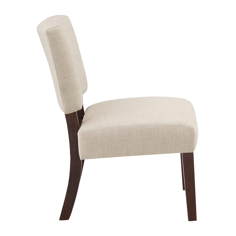 Jasmine Accent Chair in Cream Fabric with solid wood legs