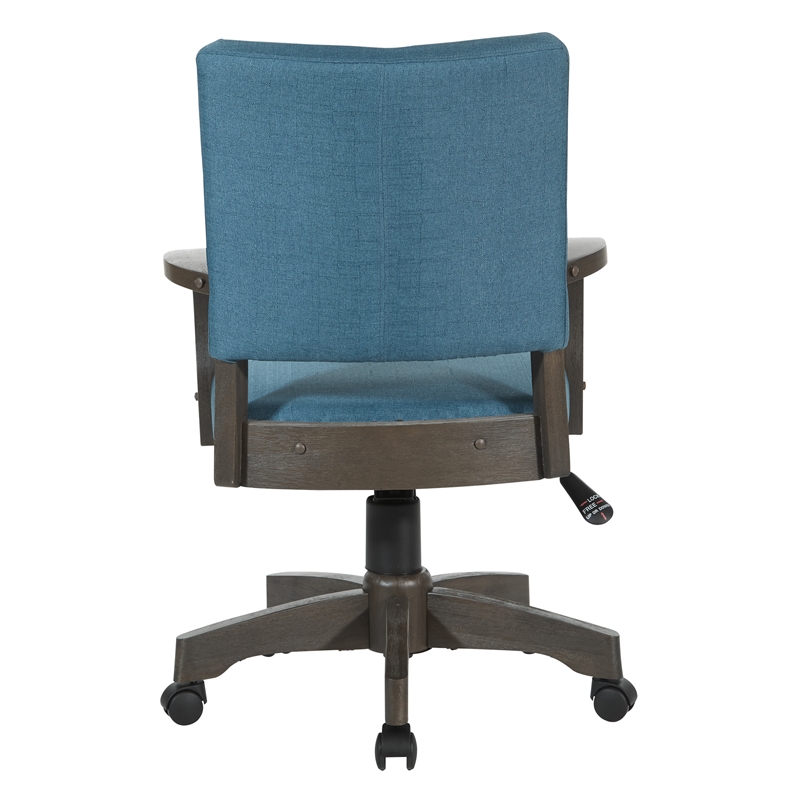 Santina Bankers Chair with Antique Gray Finish and Blue Fabric