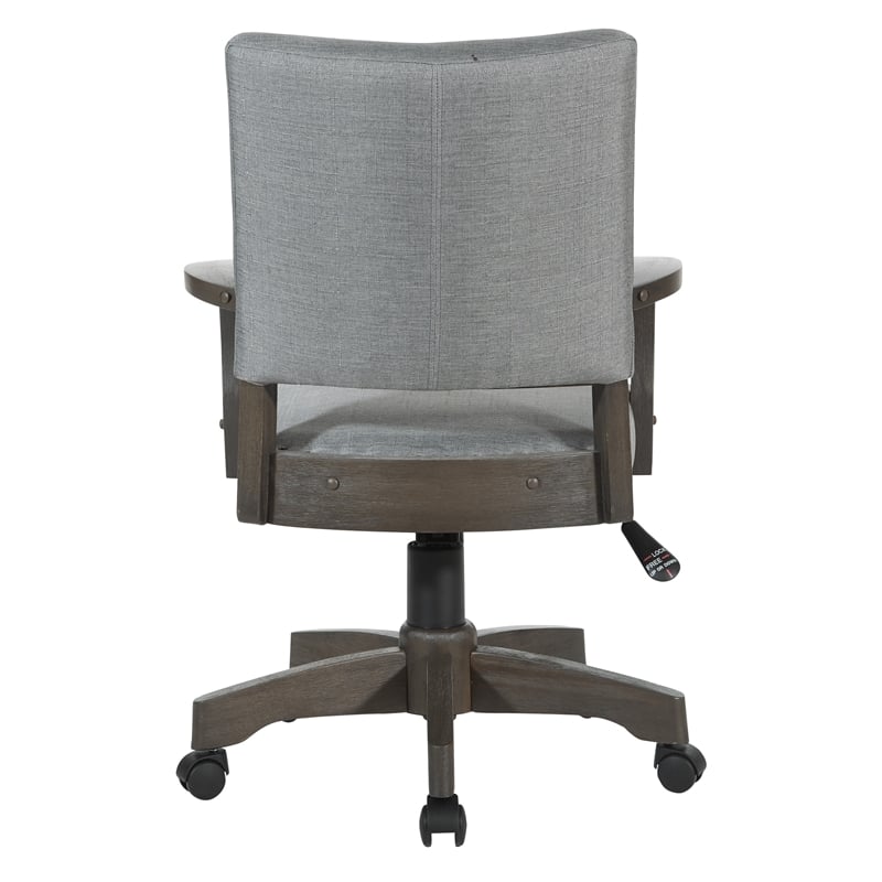 Santina Bankers Chair with Antique Gray Finish and Gray Fabric