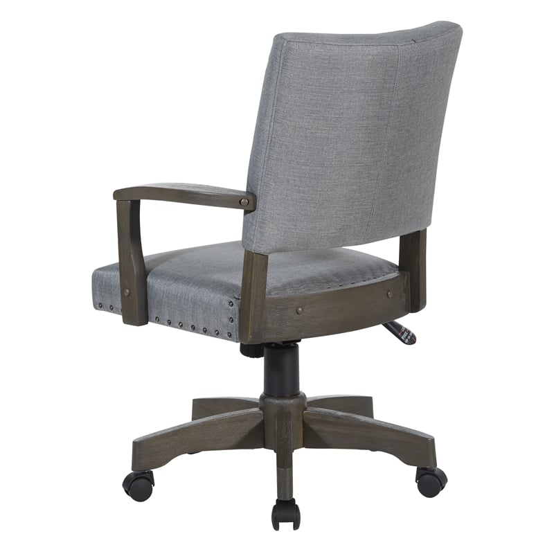 Santina Bankers Chair with Antique Gray Finish and Gray Fabric