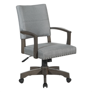 santina bankers chair with antique gray finish and gray fabric