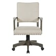 Santina Bankers Chair with Antique Gray Finish and Ivory White Fabric