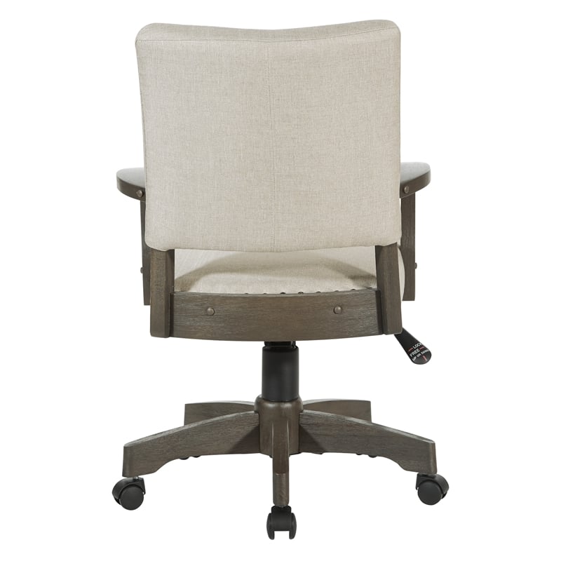 Santina Bankers Chair with Antique Gray Finish and Ivory White Fabric