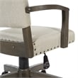 Santina Bankers Chair with Antique Gray Finish and Ivory White Fabric