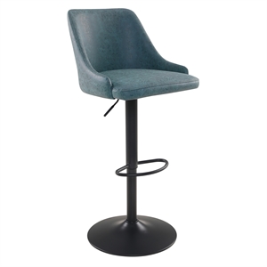 sylmar height adjustable stool in navy faux leather