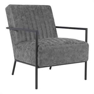 verdugo accent chair with black frame in charcoal faux leather