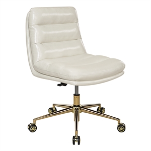 legacy office chair in cream faux leather with gold base