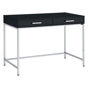 alios desk with black gloss finish engineered wood and chrome frame