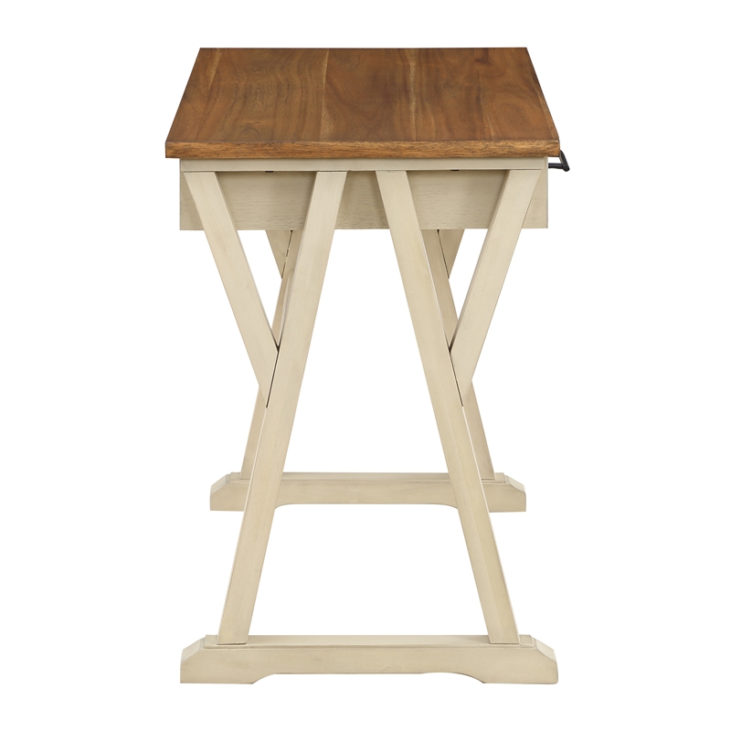 Jericho Rustic Writing Desk w/ Drawers  in Antique White in Engineered Wood