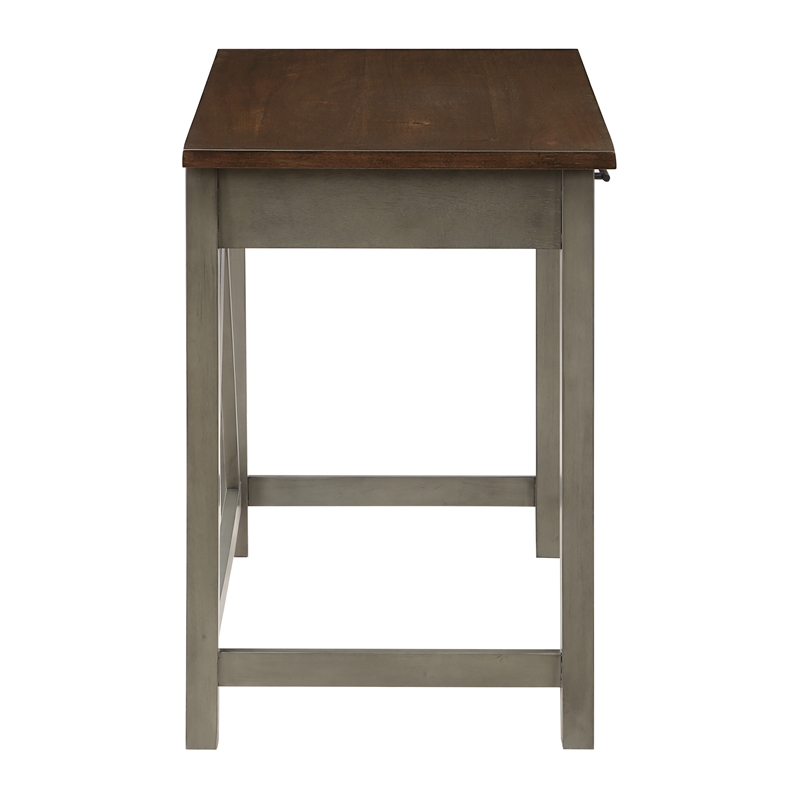 Milford Rustic Writing Desk w/ Drawers in Slate Gray Engineered Wood