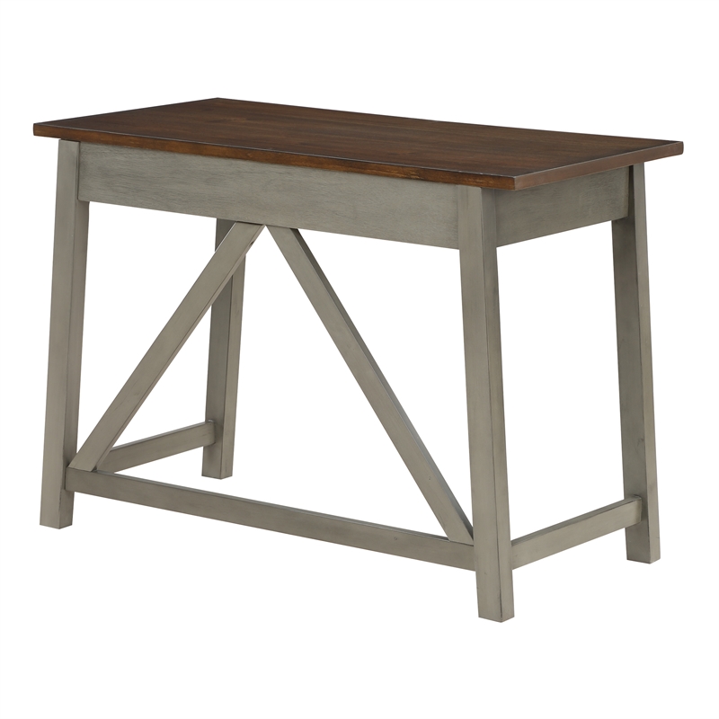 Milford Rustic Writing Desk w/ Drawers in Slate Gray Engineered Wood