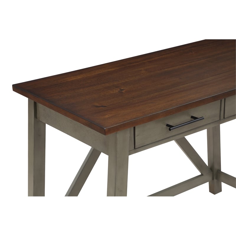 Milford Rustic Writing Desk w/ Drawers in Slate Gray Engineered Wood