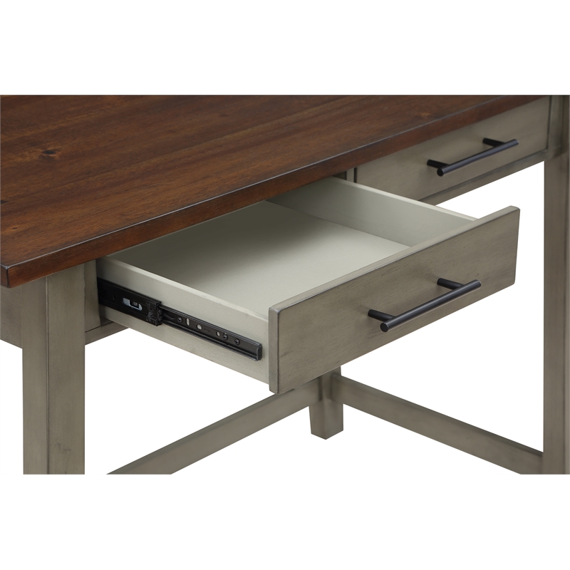 Milford Rustic Writing Desk w/ Drawers in Slate Gray Engineered Wood