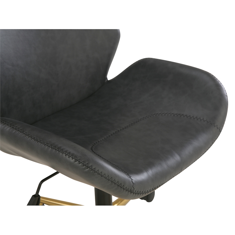 Reseda Office Chair in Black Faux Leather with Gold Base